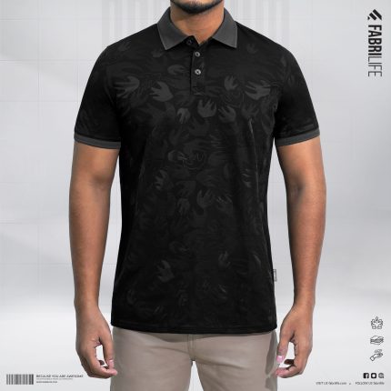 Men Premium Jacquard Polo - Black