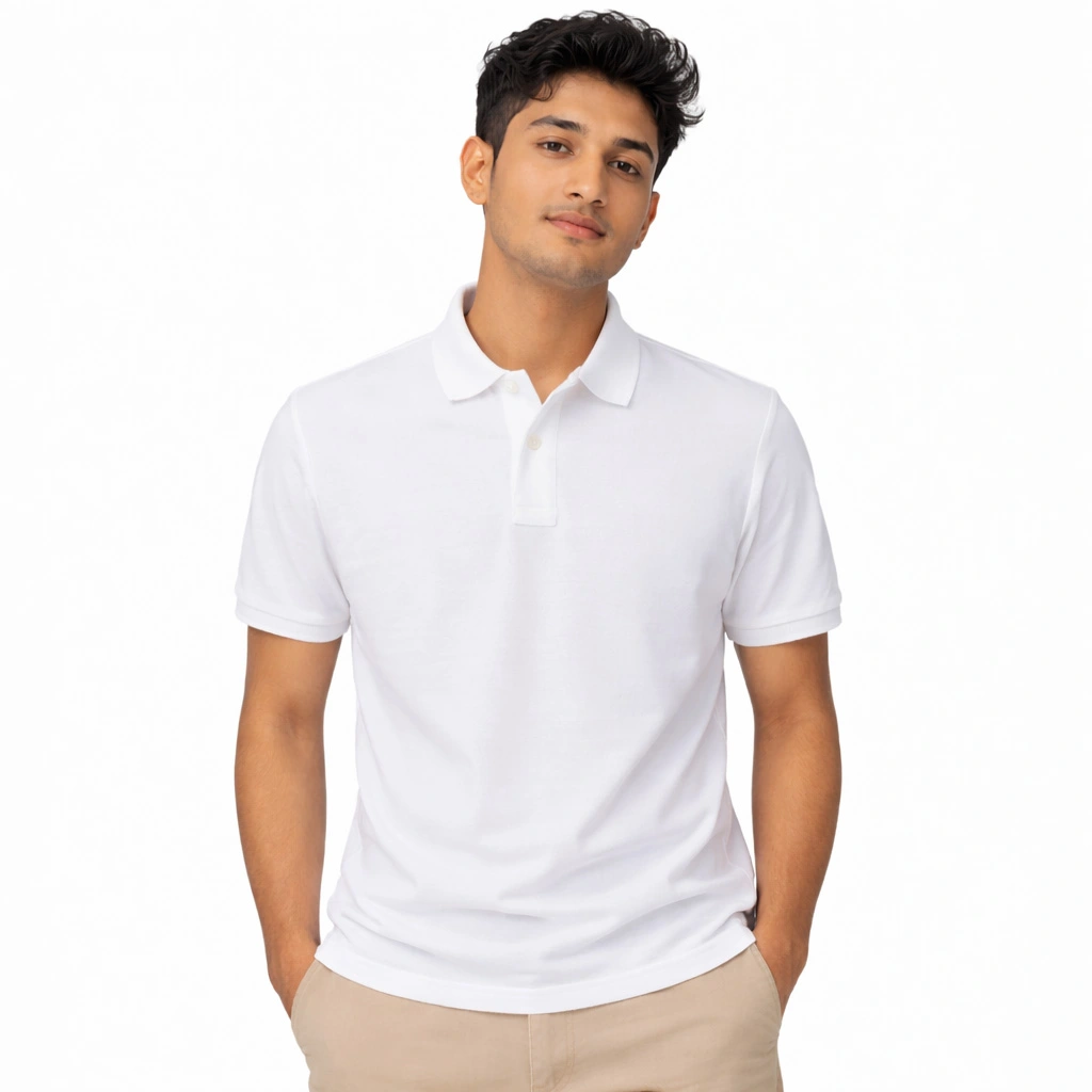 White-Front Buttonless Polo - Image 1